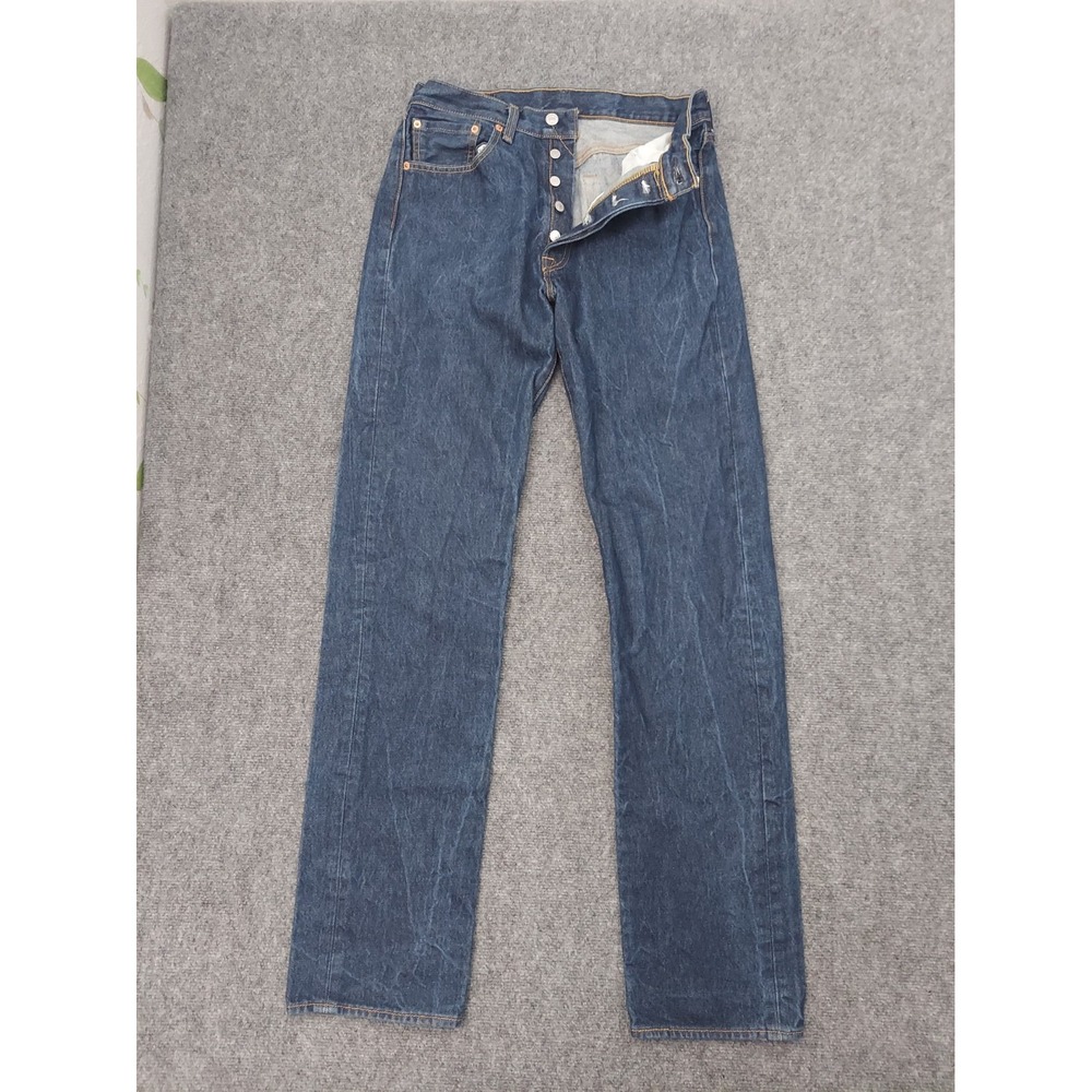Levis 501 Mens 30x35 (Tag 32x36) Blue Button Fly Straight Fit Classic Cotton